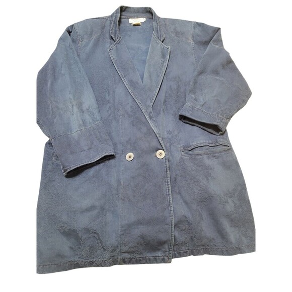 VINTAGE Retro 80s Maria Koutsikou Oversized Jacket Blue Floral Jacquard Sz M H3 - Picture 5 of 10